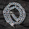 20 pollici rame catena a maglia cubana collana di diamanti mens blu CZ bracciale catena d'argento per uomo catene ghiacciate zirconi collane donna girocollo gioielli hip hop regalo 9mm