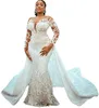 Grande taille sirène 2022 robes de mariée avec Train détachable dentelle perlée Appliqued Robe de mariée sur mesure Robe de mariee254K