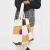 Coréen Plaid Patchwork fourre-tout décontracté pour femmes toile japonaise Shopper femme sacs à main retour au travail week-end dames sac à bandoulière 220512