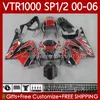 Bodys Kiti Honda VTR1000 RTV1000 RC51 2000-2006 Üstyapısı 123NO.13 SP1 SP2 VTR 1000 00 01 02 03 04 05 06 VTR-1000 2000 2001 2002 2003 2004 2005 2006 PERSERING RED BLACK BLK