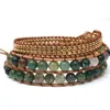 Kralen strengen verstelbare etnische boho boho multilayer armband lederen streng vrouwen natuurlijke semi -edelstenen drop trum22