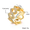Cluster Rings Bling Iced Out Gold Color Cubic Necklace Rings for Men Women Micro Pave Prong Set Ring Hip Hop Jewelry 220707