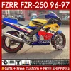 Carenados para YAMAHA FZRR FZR 250R 250RR FZR 250 R RR FZR250R 1996 1997 Cuerpo 144No.69 FZR-250 FZR250 R RR 96 97 FZR250RR FZR250-R FZR-250R 96-97 Kit de carrocería azul respol negro