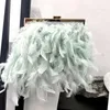 Evening Bags Luxury Real Ostrich Feather Handbag Party Clutches Women Fashion Handle Tassel Dinner Purse Ladies Bride Gift