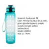 Bouteilles d'eau de grande capacité de 1000 ml, motivation gratuite avec marqueur de temps, pichets de remise en forme, tasses en plastique de couleur dégradée, bouteille d'eau givrée en plein air FY5016 0530