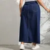Bleu marine Denim jupe longue femme grande taille automne Style coréen 4XL 5XL mode bureau dames Streetwear femmes droites jupes 220527