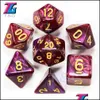 Gambing Leisure Sports Games Outdoors مختلطة اللون الزهر مجموعة D4-D20 الأبراج المحصنة و Dargon RPG MTG Game 7pcs/Set Drop Delivery 2021 Tluvg