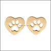 Stud Earrings Jewelry Love Heart Hollow Dog Paw Ear Copper Small Animals Footprints Earrs For Women Men Drop Delivery 2021 Tihz6