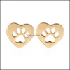 Pendientes de tuerca joyería amor corazón hueco perro pata oreja cobre pequeños animales huellas pendientes para mujeres hombres Drop Delivery 2021 Tihz6