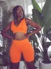 Damen-Trainingsanzüge, sexy, aktiv, elegant, zweiteiliges Set für Frauen, 2022, Sommer, orangefarbene Crop-Tops und Shorts, passende Outfits, Sport-Trainingsanzug für Frauen
