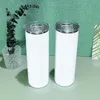 sublimation straight tumbler W/Screw on flip top lid regular tumblers Stainless Steel slim Insulated Tumbler water bottle travel mug