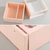 Gift Wrap Square Pull-Out Paper Box med handtag blommaförpackning transparent klart fönster blommig handbaggift