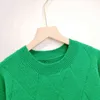 2022新しいBグリーンチェックラウンドネックセーター女性プルオーバールーズ怠zyな風の長いセーターファッション