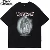 Mężczyźni Hip Hop Streetwear Ogabersja T Shirt Duch Druk Mrucze T-shirt HARAJUKU BAWA LETNE THIRT THIRT THIRT TEE TEES 220621