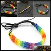 Braccialetti con ciondoli Gioielli Kimter Lesbiche Regali di San Valentino Bandiera Lgbt Treccia Fatto a mano Arcobaleno Bracciale Gay Pride Amore Delicata Amicizia Drop De