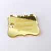 50 PCS Aangepaste bruiloft Goud spiegelnaam Teken Tabel Decoratie Tag voor Baby Shower Birthday Guest Gift Betrokkenheid en verjaardag D220618