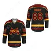 Mitness Cutom Gordon Bombay # 66 Dalgalar Mighty Ducks Film Jersey Yeni Dikiş Herhangi Bir Renk Herhangi Boyutu Koleji Hokey Formaları