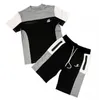 Tracksuit Mens Sports Summer Fitness Kortärmad t-shirt Rund hals Casual Designer Point Shorts Trendy Mens Two-Piece Suit Basketball Clothing Lu'l'y