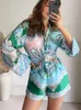 Blusas para mujer Camisas Mujer 2022 Moda de verano Impresión de moda Decoración de nudos Vintage Manga larga con botones Mujer Chic TopWomen's
