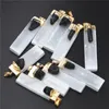 Collane a pendente selenite naturale gesso in gesso nero tormalina Biocchi per esemplari di minerali rocciosi Reiki Healing Energy Charms Diy4169273