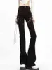 Jeans slim fit con cuciture micro svasate Jeans a gamba dritta Primavera Hot Girl Cinghie dimagranti Hollow Pantaloni casual neri Donna T220728