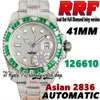 RRF Последние CF86348 A2836 Automatic Mens Watch TW126610 BL116610 Изумрудные квадратные бриллианты Безель 41 мм 904L Стальной ледяной бриллиантовый браслет.