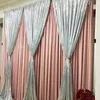 Party-Dekoration, 3 m H x 3 m B, errötender rosa Vorhang, silberner Pailletten-Drape, Hochzeitshintergrund