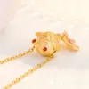 Médaillons Chic Mignon Émail Petit Poisson Rouge 24k Or Rempli Pendentif Colliers Ras Du Cou Chaîne Bijoux Bijoux Cadeaux D'anniversaire Accessoires À La Mode