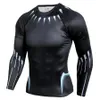 Black Panther Shirt Mens T-shirts Men Sportswear Compression Shirts Long Sleeve Gyms Fitness Top Tees Workout Clothing T