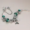 Charm Bracelets Silver Plated Bracelet With Mermaid Tail Charms Green Murano Glass Beads Friendship 18cm 19cm 20cm 21cmCharm Inte22