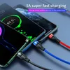 5a High Current 3 in 1 gevlochten gegevenskabels 40W Super snel opladen Split-lijn Android Apple Type-C Eerste regel en drie gebruiken extreme ondersteuningsverlichting met verpakking