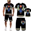 Antico Horus Dio egiziano Occhio d'Egitto Faraone Anubis Face T-shirt Set con pantaloncini Tuta da uomo Set 2 pezzi 220524