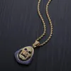 Hangende kettingen Purple Black Wit 3 kleuren CZ Stone geplaveid Bling Out Skull Mask Hangers ketting voor mannen Hip Hop Rapper Sieraden Gold Colo