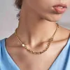 Pendant Necklaces Enfashion Kpop Beads Natural Pearl for Women Gold Color Link Chain Choker Stainless Steel Fashion Jewelry P