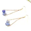 Irregular Natural Crystal Stone Dangle Gold Plated Chain Handmade Earrings For Women Girl Party Club Fashion Jewelry