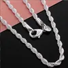 925 Sterling Silver 2mm Twisted Rope Chain Halsband för kvinnor Män mode Hiphop Jewelry 16 18 20 22 24 tum