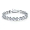Dames Sieraden 925 Silver High Carbon Diamond Armbanden Hart-Shape Simulation Diamond 7 * 7mm Tennis