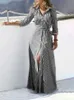 Mode femmes revers cou rayé robe ZANZEA automne à manches longues boutons Maxi élégant chemise Vestidos Femme robe d'été 220613
