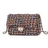 Tweed Autumn Winter New women Plaid Woolen Cloth Diamond Chain One Shoulder Messenger Handbag X220331