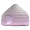 Utsökta vita uppblåsbara kupoler igloo tält med LED -ljus lyxig lufthus för rättvis evenemangsreklam
