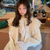 Neploe Korean Chic Hollow Out Design Long Dress O Neck Flare Long Sleeve White Vestido High Waist Hip Loose Ropa Elegant 48558 220317