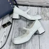 Designers Sandals Heels 4,5 cm Women Sandals Black White Pink Slipper Triangle Retro Mary Jane Mules Platform Sandal 35-40