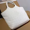 Gaby Handtas Tote Boodschappentassen Dames Schouder Gewatteerde Strandtas Echt Leer Gouden Letter Ruitpatroon Draad Binnen Zip P215l