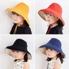 Cokk Kids Bucket Hat Korean Vuxen Summer Foldbar dubbelsidig bred brimstrand UV -skydd Solskyddsmedel Fiskare Hattar Women Girl 220506