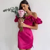 Robes de soirée robes élégantes Para Mujer violet hors épaule soirée 2022 volants robes de bal en satin nuit formelle De FiestaParty