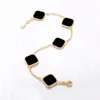 Fashion Classic 4/Four Leaf Clover Charm Banglets Bangle Chain 18k Gold Agate Shell أم اللوح لصالح Womengirl Wedding Mother 'Day Jewelry Gifts-A