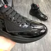 Sıradan Ayakkabı Patent Deri Mesh Tasarımcı Erkekler Yüksek Uç Modaya Üçlü High Spor Makaralar Kontrast Renk Tasarımı Serin Moda Otantik Koşu Ayakkabıları