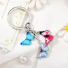 12 -stijl Nieuwe kleurrijke email vlinder Keychain Insecten Auto Key Man Women Bag Accessoires Sieraden Geschenken