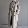 Women's Wool & Blends Casual Double-faced Cashmere Woolen Coat Fall/winter Jackets 2022 Elegant Mid-length Coats M679 Phyl22