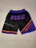 Loose Shorts Mäns Phoenix Team Kort Just Don Sport Hip Pop Pant med Pocket Zipper Sweatpants Mens Stitched Korta Byxor